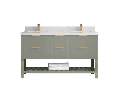 Catalina 60 in W x 22 in D Free Standing Reeded Double Sink Bathroom Vanity - Willow Bath and Vanity