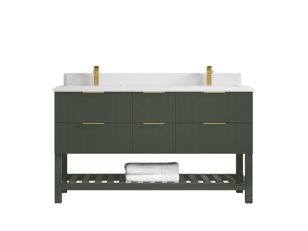 Catalina 60 in W x 22 in D Free Standing Reeded Double Sink Bathroom Vanity - Willow Bath and Vanity