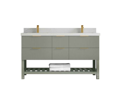 Catalina 60 in W x 22 in D Free Standing Reeded Double Sink Bathroom Vanity - Willow Bath and Vanity