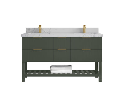 Catalina 60 in W x 22 in D Free Standing Reeded Double Sink Bathroom Vanity - Willow Bath and Vanity
