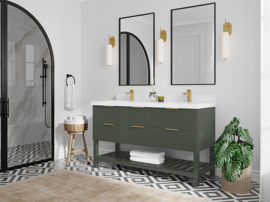 Catalina 60 in W x 22 in D Free Standing Reeded Double Sink Bathroom Vanity - Willow Bath and Vanity