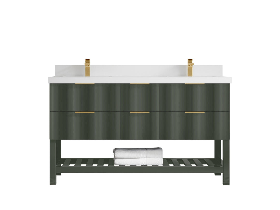 Catalina 60 in W x 22 in D Free Standing Reeded Double Sink Bathroom Vanity - Willow Bath and Vanity