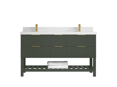 Catalina 60 in W x 22 in D Free Standing Reeded Double Sink Bathroom Vanity - Willow Bath and Vanity