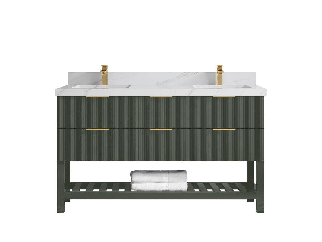 Catalina 60 in W x 22 in D Free Standing Reeded Double Sink Bathroom Vanity - Willow Bath and Vanity