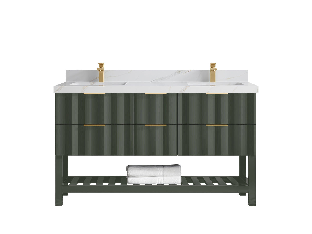 Catalina 60 in W x 22 in D Free Standing Reeded Double Sink Bathroom Vanity - Willow Bath and Vanity