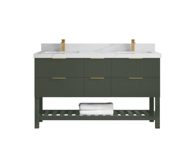 Catalina 60 in W x 22 in D Free Standing Reeded Double Sink Bathroom Vanity - Willow Bath and Vanity