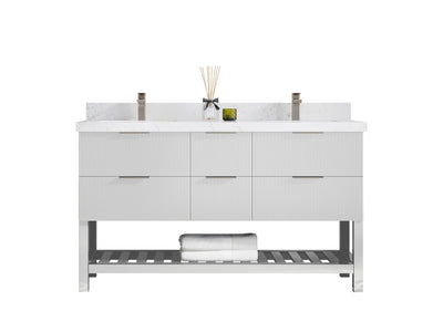 Catalina 60 in W x 22 in D Free Standing Reeded Double Sink Bathroom Vanity - Willow Bath and Vanity