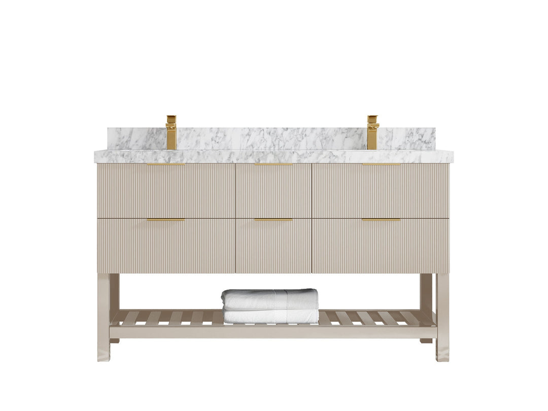 Catalina 60 in W x 22 in D Free Standing Reeded Double Sink Bathroom Vanity - Willow Bath and Vanity