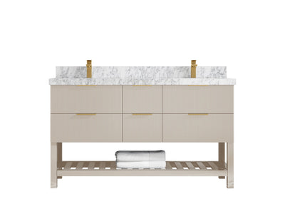 Catalina 60 in W x 22 in D Free Standing Reeded Double Sink Bathroom Vanity - Willow Bath and Vanity