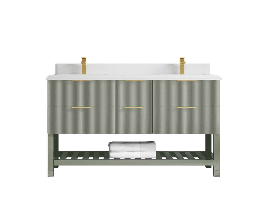 Catalina 60 in W x 22 in D Free Standing Reeded Double Sink Bathroom Vanity - Willow Bath and Vanity