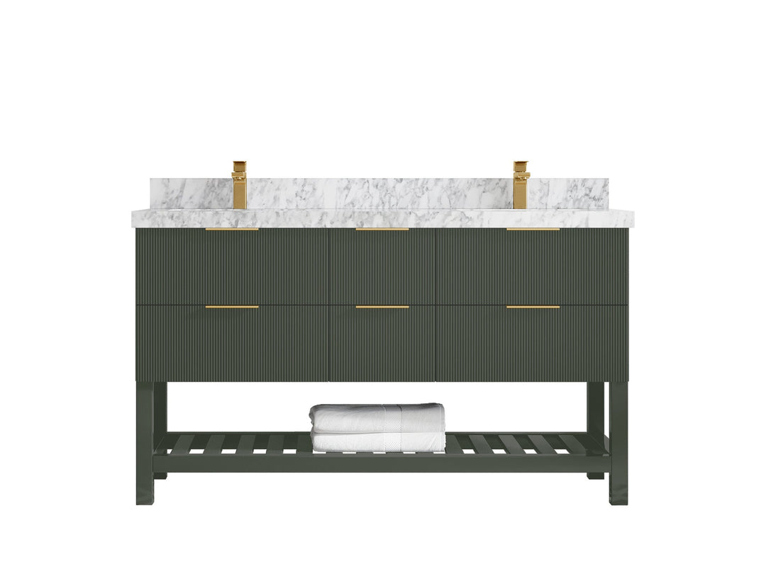 Catalina 60 in W x 22 in D Free Standing Reeded Double Sink Bathroom Vanity - Willow Bath and Vanity