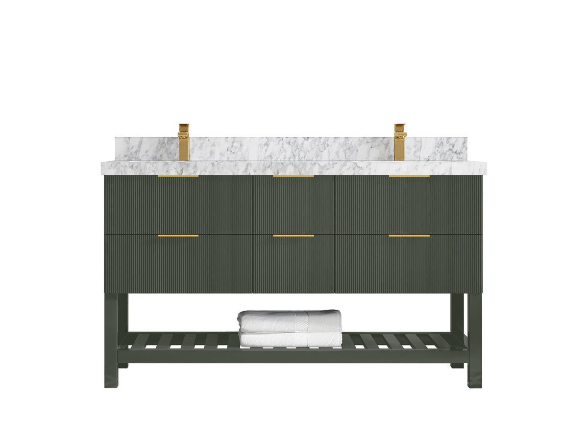 Catalina 60 in W x 22 in D Free Standing Reeded Double Sink Bathroom Vanity - Willow Bath and Vanity