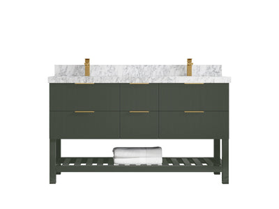 Catalina 60 in W x 22 in D Free Standing Reeded Double Sink Bathroom Vanity - Willow Bath and Vanity