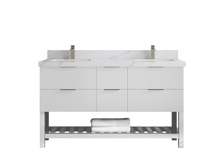 Catalina 60 in W x 22 in D Free Standing Reeded Double Sink Bathroom Vanity - photo 17