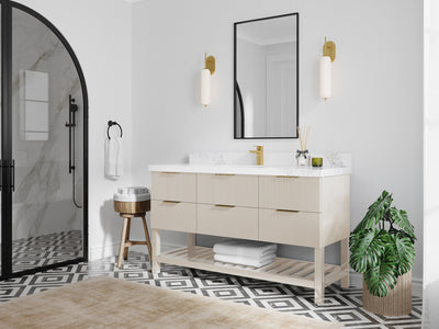 Catalina 60 in W x 22 in D Free Standing Reeded Double Sink Bathroom Vanity - Willow Bath and Vanity
