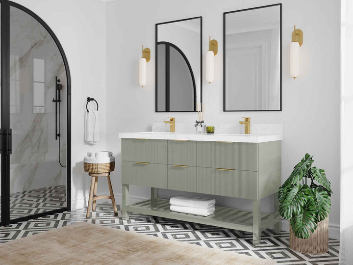 Catalina 60 in W x 22 in D Free Standing Reeded Double Sink Bathroom Vanity - photo 2