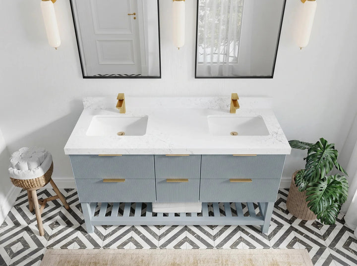 Catalina 60 in W x 22 in D Free Standing Reeded Double Sink Bathroom Vanity - photo 2