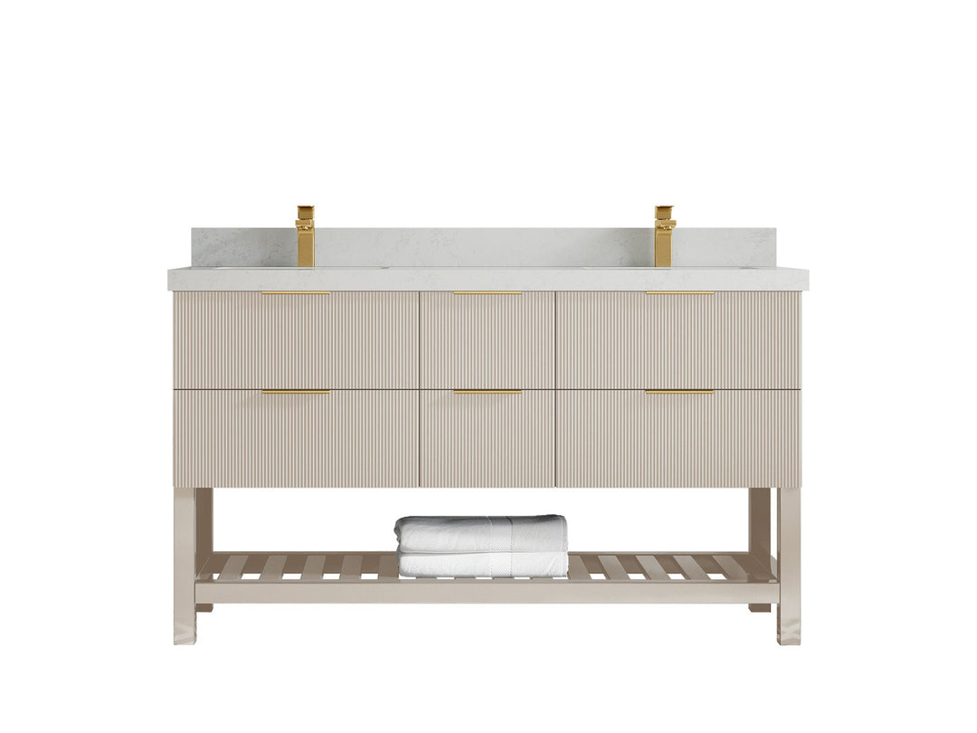 Catalina 60 in W x 22 in D Free Standing Reeded Double Sink Bathroom Vanity - Willow Bath and Vanity