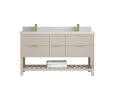 Catalina 60 in W x 22 in D Free Standing Reeded Double Sink Bathroom Vanity - Willow Bath and Vanity