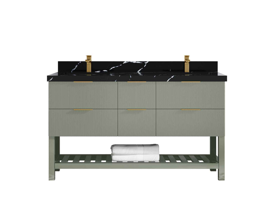 Catalina 60 in W x 22 in D Free Standing Reeded Double Sink Bathroom Vanity - Willow Bath and Vanity
