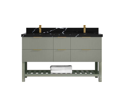 Catalina 60 in W x 22 in D Free Standing Reeded Double Sink Bathroom Vanity - Willow Bath and Vanity