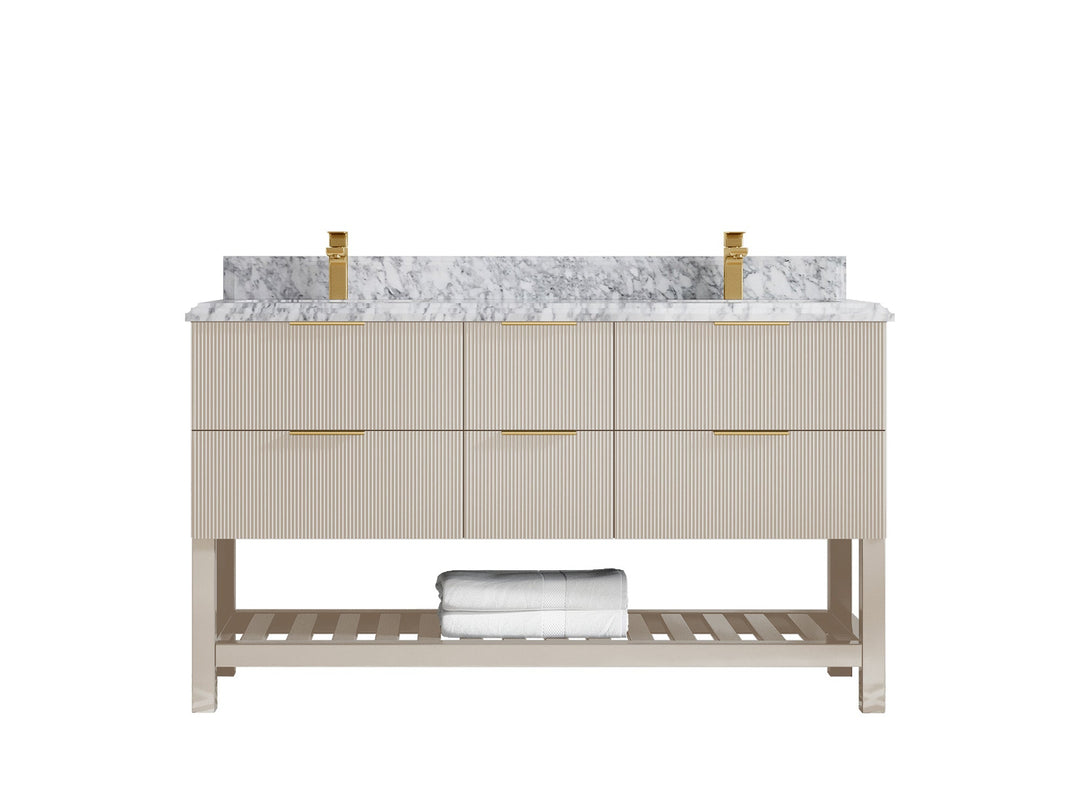 Catalina 60 in W x 22 in D Free Standing Reeded Double Sink Bathroom Vanity - Willow Bath and Vanity