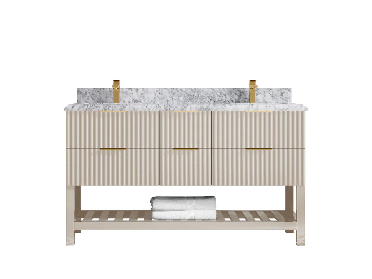 Catalina 60 in W x 22 in D Free Standing Reeded Double Sink Bathroom Vanity - Willow Bath and Vanity
