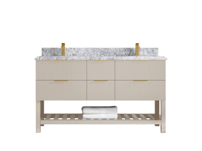 Catalina 60 in W x 22 in D Free Standing Reeded Double Sink Bathroom Vanity - Willow Bath and Vanity