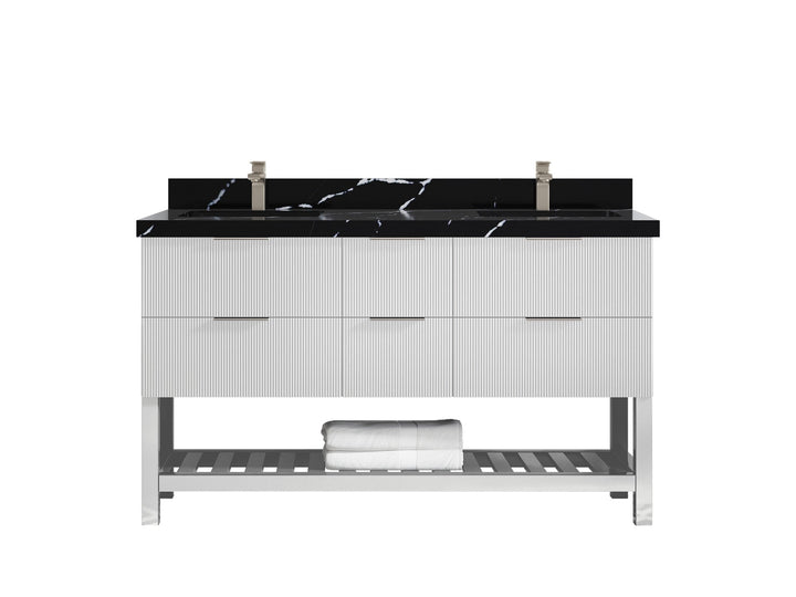 Catalina 60 in W x 22 in D Free Standing Reeded Double Sink Bathroom Vanity - photo 9