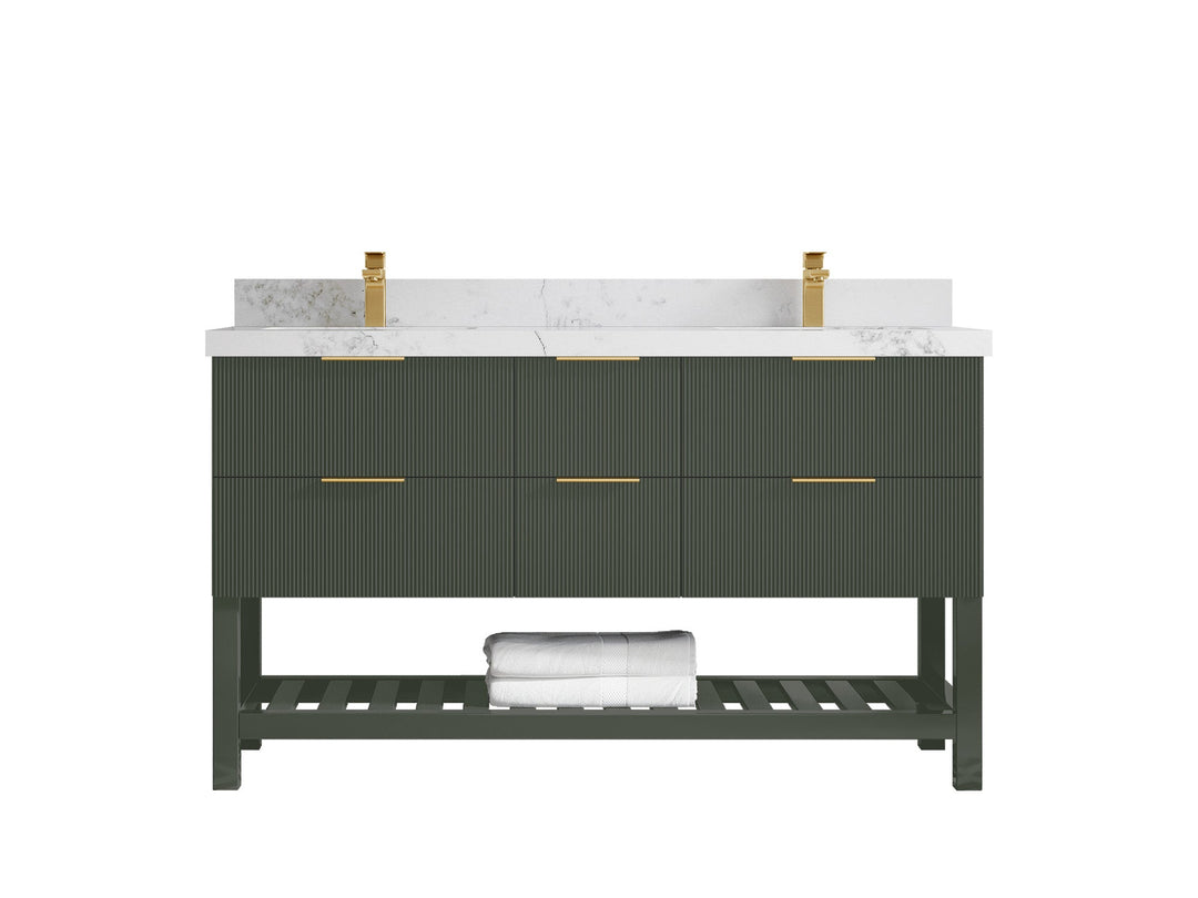 Catalina 60 in W x 22 in D Free Standing Reeded Double Sink Bathroom Vanity - Willow Bath and Vanity