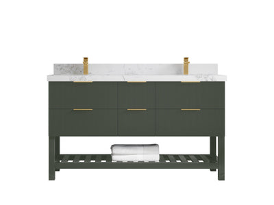 Catalina 60 in W x 22 in D Free Standing Reeded Double Sink Bathroom Vanity - Willow Bath and Vanity