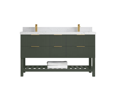 Catalina 60 in W x 22 in D Free Standing Reeded Double Sink Bathroom Vanity - Willow Bath and Vanity