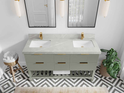 Catalina 60 in W x 22 in D Free Standing Reeded Double Sink Bathroom Vanity - Willow Bath and Vanity