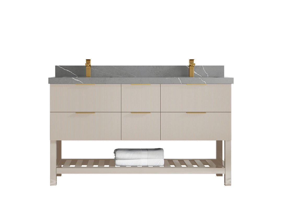 Catalina 60 in W x 22 in D Free Standing Reeded Double Sink Bathroom Vanity - Willow Bath and Vanity