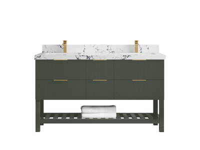 Catalina 60 in W x 22 in D Free Standing Reeded Double Sink Bathroom Vanity - Willow Bath and Vanity
