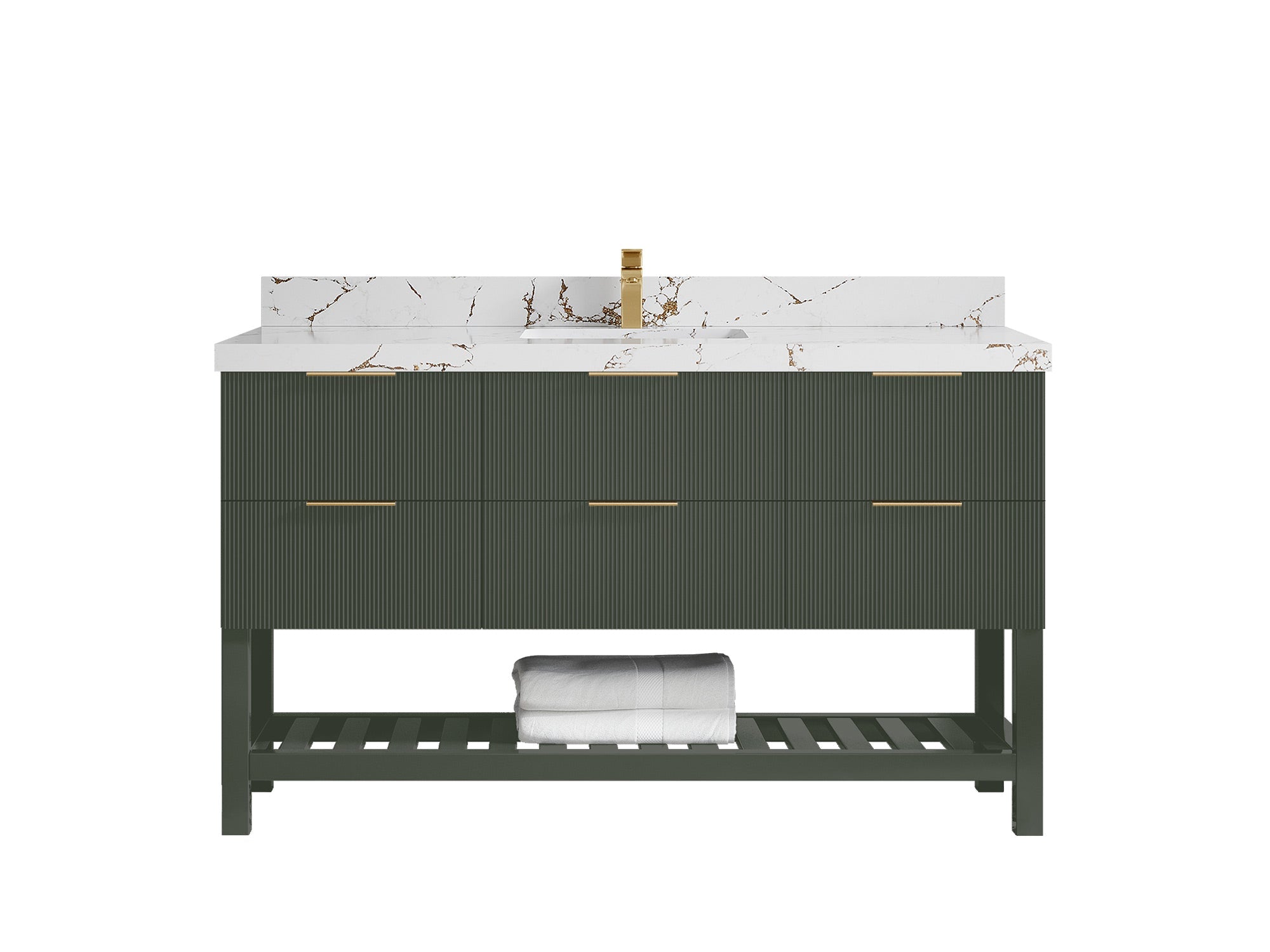 Catalina 60 in W x 22 in D Free Standing Reeded Single Sink Bathroom Vanity - Willow Bath and Vanity