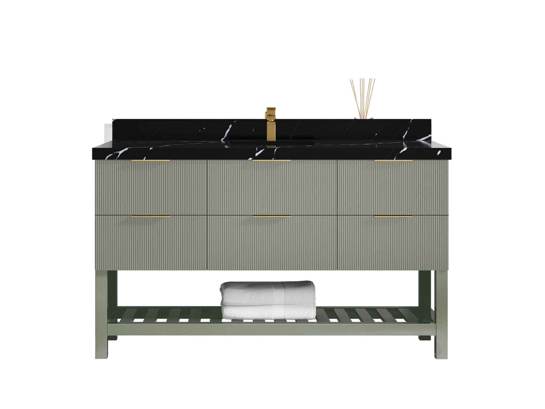 Catalina 60 in W x 22 in D Free Standing Reeded Single Sink Bathroom Vanity - Willow Bath and Vanity