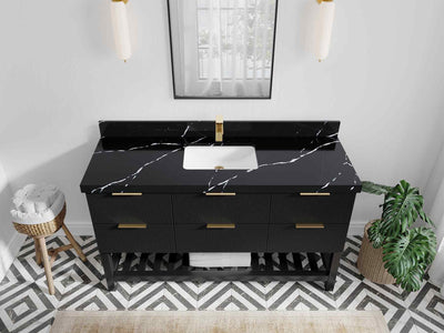 Catalina 60 in W x 22 in D Free Standing Reeded Single Sink Bathroom Vanity - Willow Bath and Vanity