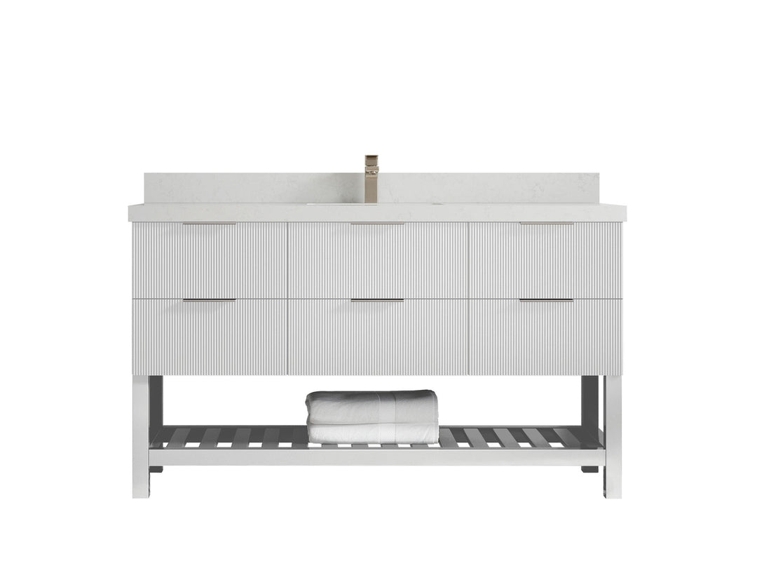 Catalina 60 in W x 22 in D Free Standing Reeded Single Sink Bathroom Vanity - Willow Bath and Vanity