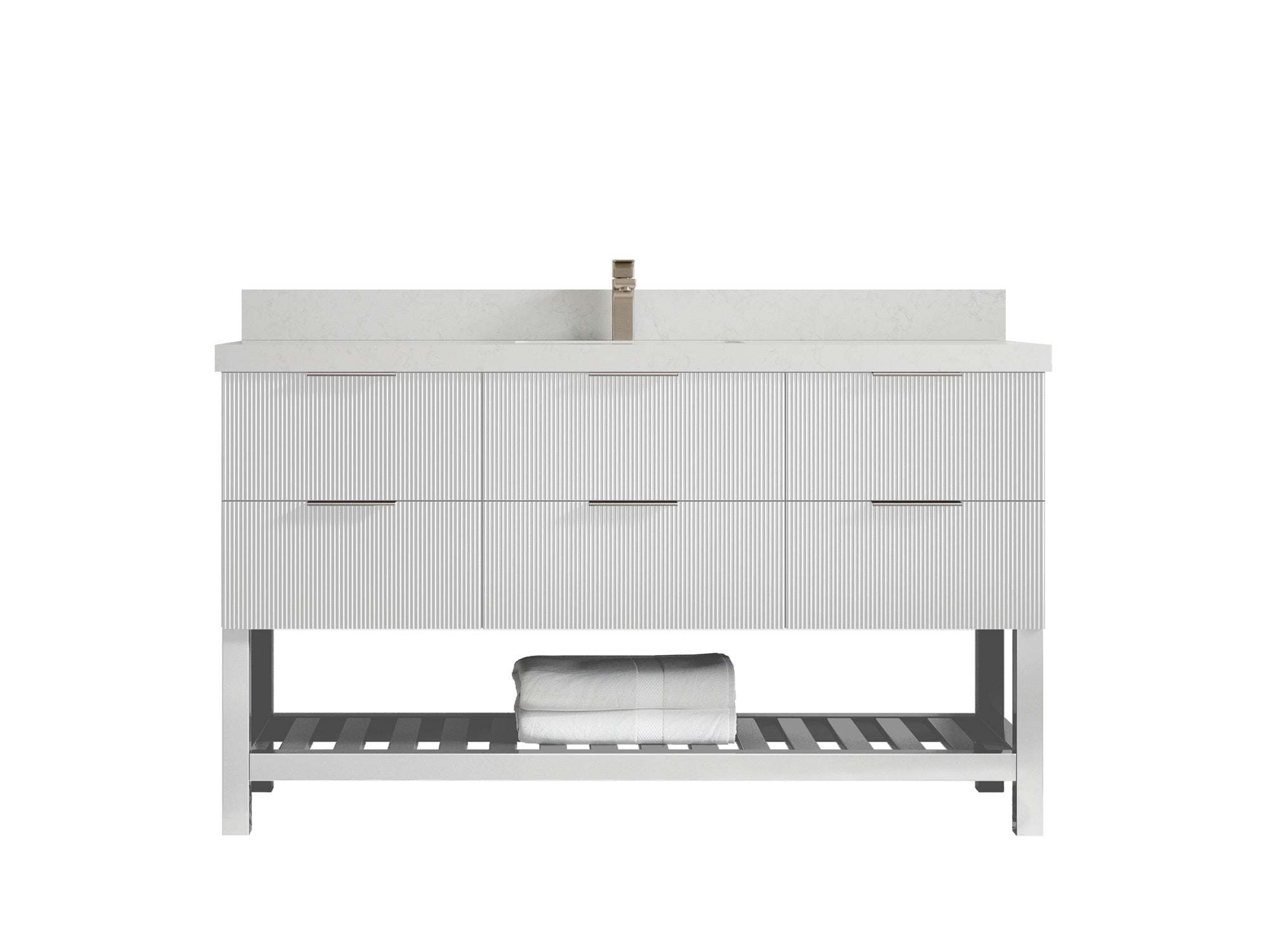 Catalina 60 in W x 22 in D Free Standing Reeded Single Sink Bathroom Vanity - Willow Bath and Vanity