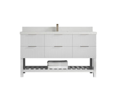 Catalina 60 in W x 22 in D Free Standing Reeded Single Sink Bathroom Vanity - photo 21