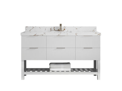 Catalina 60 in W x 22 in D Free Standing Reeded Single Sink Bathroom Vanity - Willow Bath and Vanity