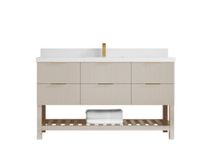 Catalina 60 in W x 22 in D Free Standing Reeded Single Sink Bathroom Vanity - photo 37