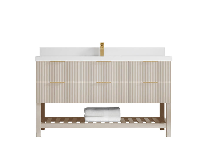 Catalina 60 in W x 22 in D Free Standing Reeded Single Sink Bathroom Vanity - photo 43