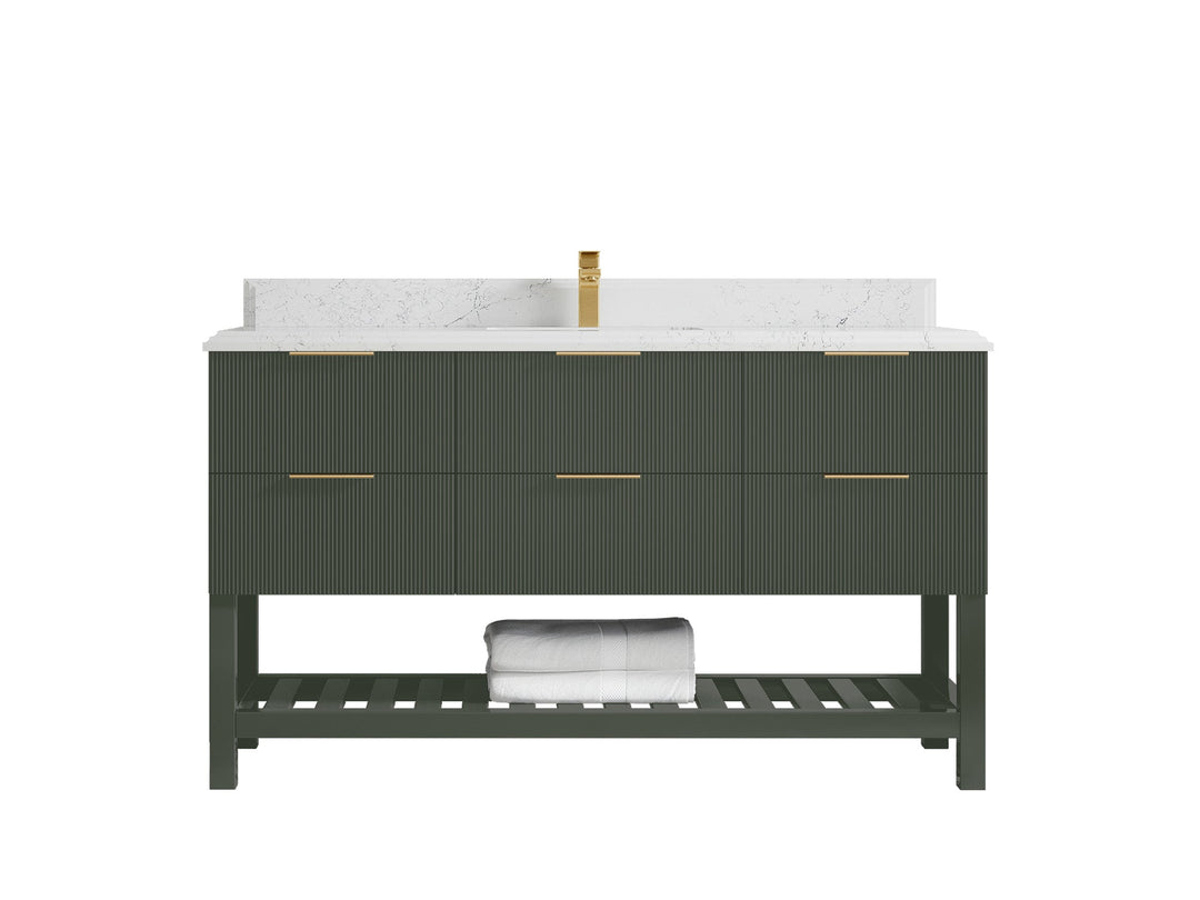 Catalina 60 in W x 22 in D Free Standing Reeded Single Sink Bathroom Vanity - Willow Bath and Vanity