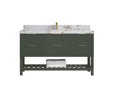Catalina 60 in W x 22 in D Free Standing Reeded Single Sink Bathroom Vanity - Willow Bath and Vanity