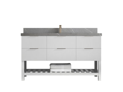 Catalina 60 in W x 22 in D Free Standing Reeded Single Sink Bathroom Vanity - Willow Bath and Vanity