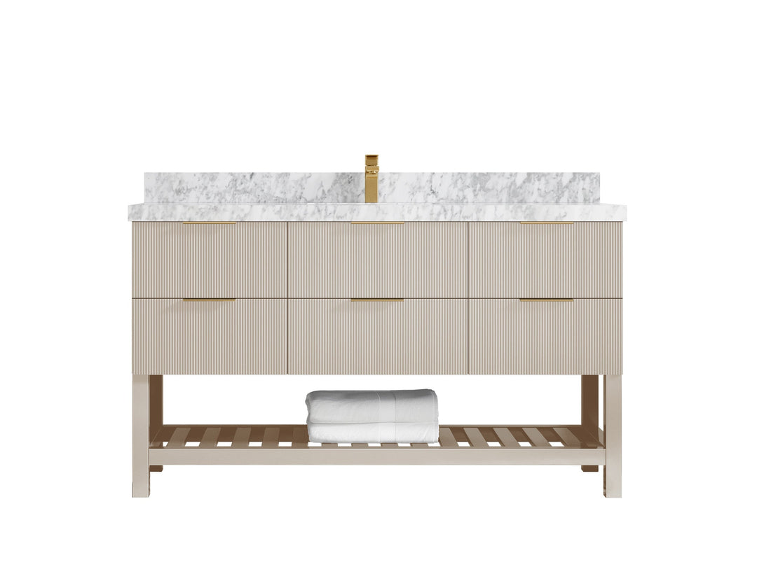 Catalina 60 in W x 22 in D Free Standing Reeded Single Sink Bathroom Vanity - Willow Bath and Vanity