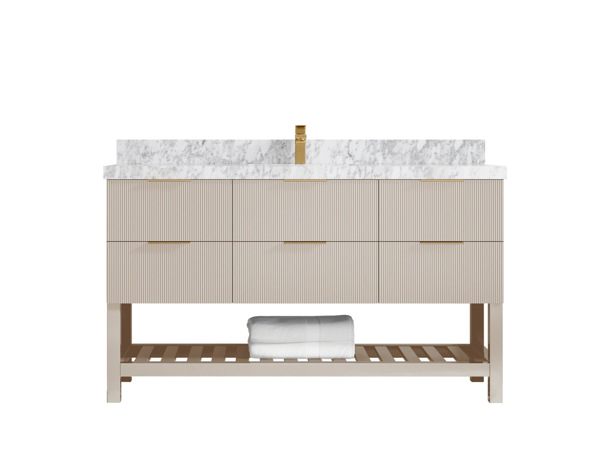 Catalina 60 in W x 22 in D Free Standing Reeded Single Sink Bathroom Vanity - Willow Bath and Vanity
