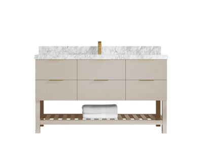 Catalina 60 in W x 22 in D Free Standing Reeded Single Sink Bathroom Vanity - Willow Bath and Vanity